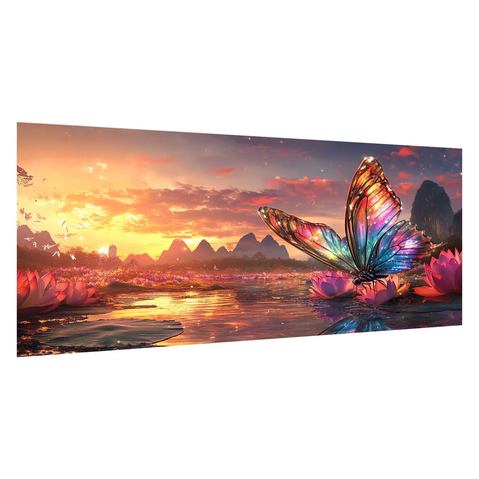 Malen Nach Zahlen XXL 80x120cm Leinwand Landschaft Malen Nach Zahlen Erwachsene mit Rahmen, DIY Kreativ Set für Erwachsene mit Pinseln und Acrylfarbe, Zimmer Deko Aesthetic Schmetterling, d1742k