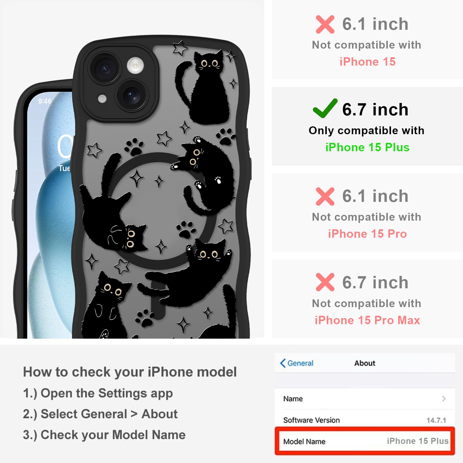 Amazon.com: Heaofei Cute Case for iPhone 15 Plus Case [Compatible