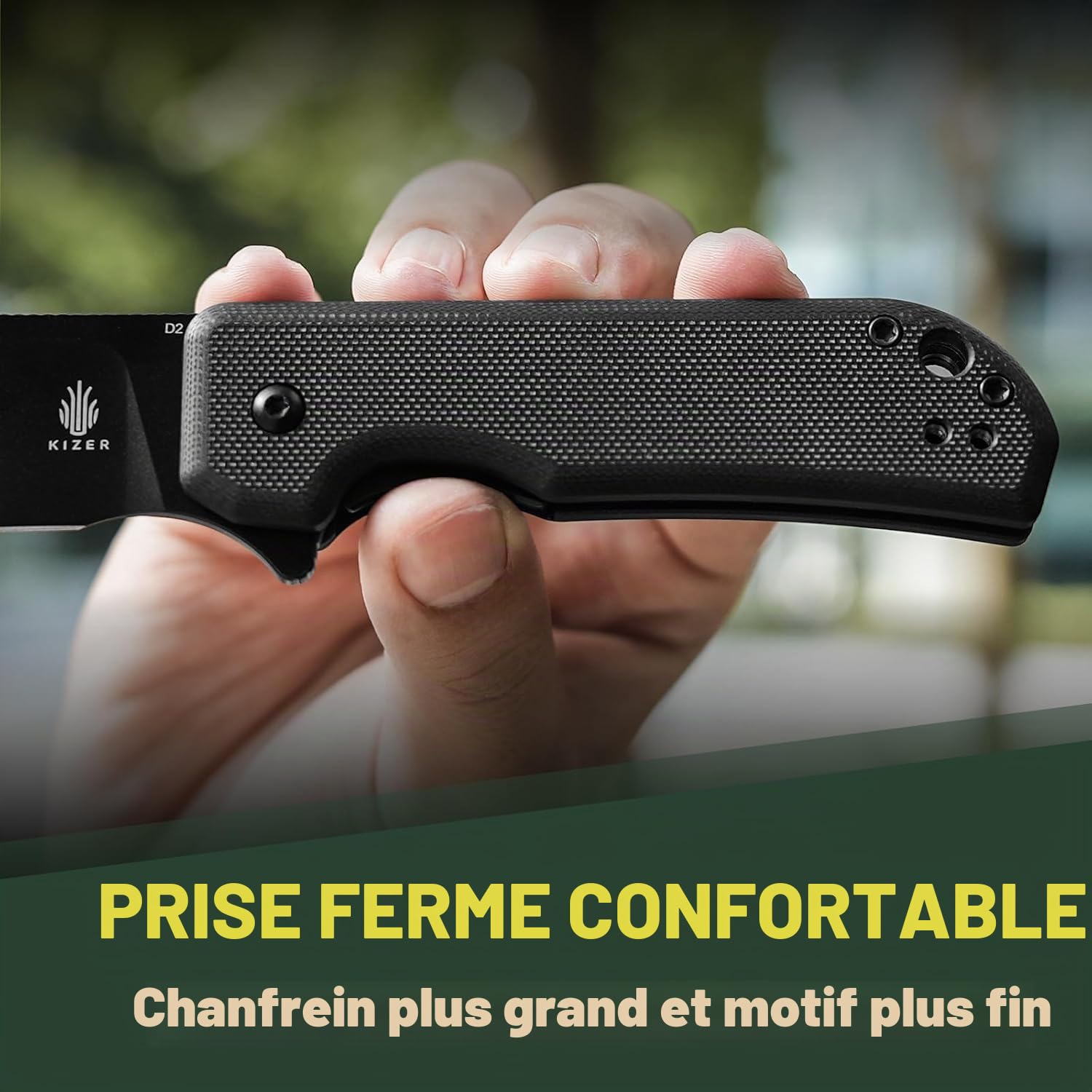 Kizer Nice Guy Couteau Pliant de Poche, 7,21 cm Lame en Acier D2, Manche en G10 Petit Couteau EDC, Non-Automatique Liner Lock Flipper, Couteaux Tranchants pour Camping Randonnée et Survie V3011M1