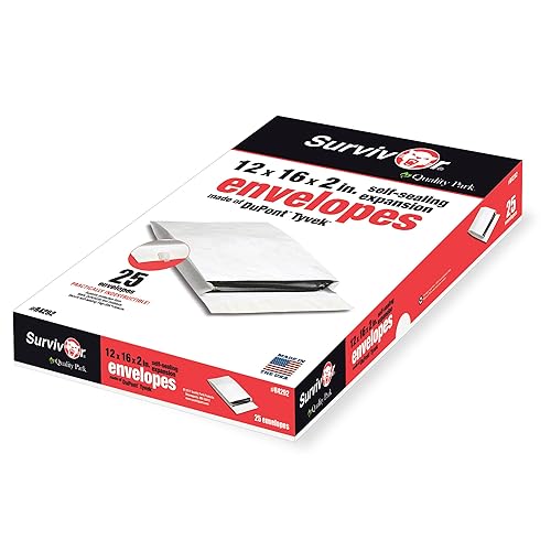 Quality Park Survivor - Sobres de catálogo de expansión Tyvek de 12 x 16 x 2 con cierre autosellado, 14 libras, resistentes a pinchazos, desgarros y