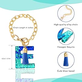 Letter Charm Accessories for Stanley Cup 1 PCS Cute Initial Keychain Handle Charm for Stanley Tumbler for Women Blue Letter E