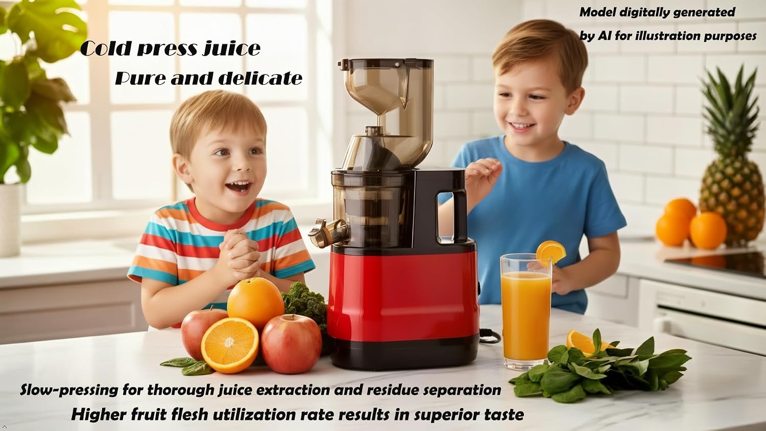 Slow Masticating Cold Press Juicer 300W, BPA-Free Compact Juice Extractor | 300W slow cold press juicer, BPA-free compact extractor locks fruit nutrients, easy rinse home maker for fresh daily drinks