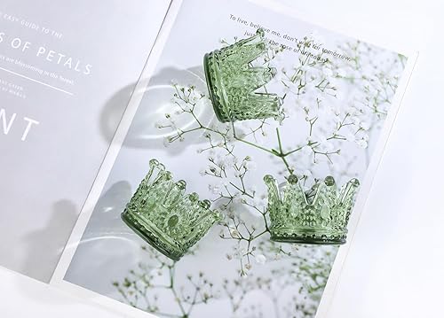 Miniatura 3 de Vixdonos Juego de 6 portavelas votivas de cristal para bodas, fiestas y decoración del hogar (verde)