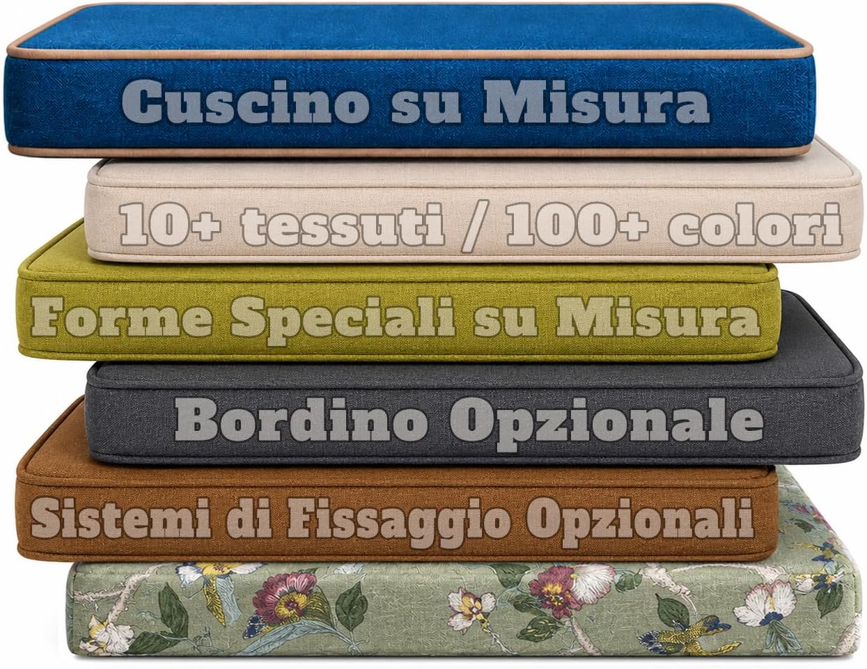 Cuscino per panca su misura 10x10 cm – Fodera lavabile e fondo antiscivolo