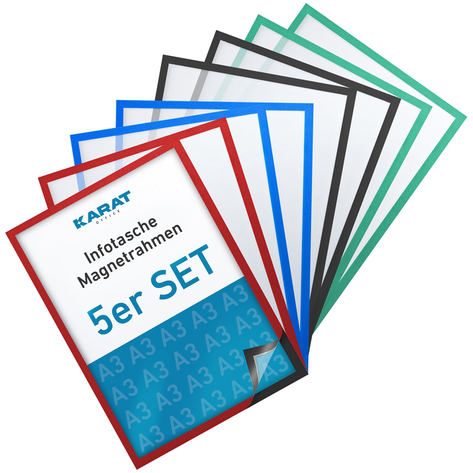 Karat Red Set Of 5 Magnetic Frames Din A3 Frames For Children's Drawings, Document Holder, Information Bag, Magnetic Picture Frames For Offer Signs, Sheet Holder, Document Bag (Outer Dimensions 45 X 33