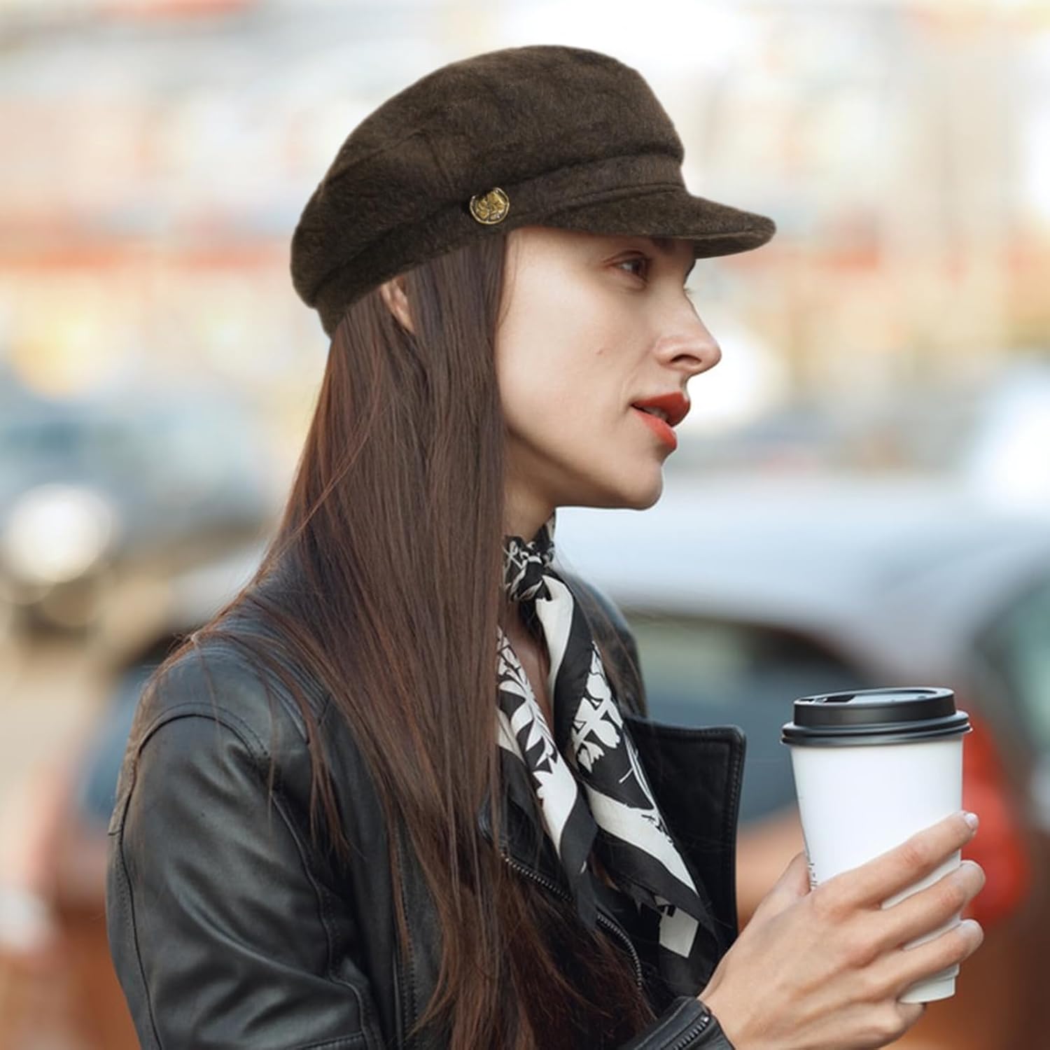 Womens Newsboy Caps Cabbie Cap 100% Wool Visor Beret Hat Flat Bakerboy Hat Ladies Pageboy Caps for Womens Newsboy Hat - Image 3