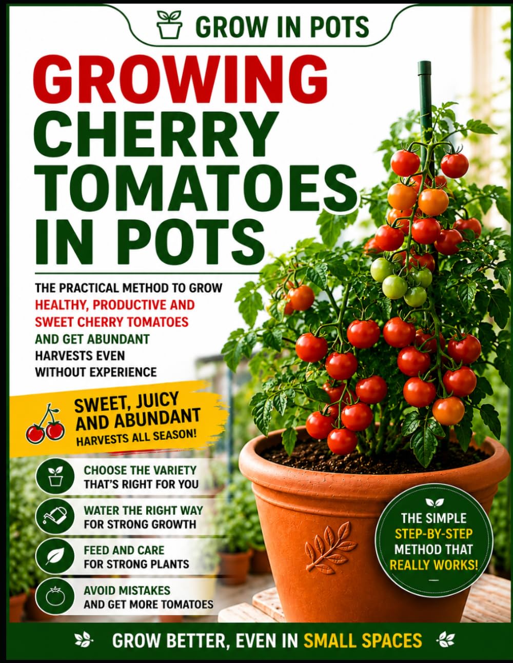 Cherry Tomatoes in Pots: The Proven Grow in Pots System to Produce Massive Harvests of Sweet, Juicy Tomatoes in Any Small Space, Even If You’ve Never Grown Anything Before