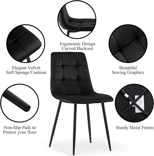 Miniatura 6 de NORDICANA Juego de mesa de comedor de 5 piezas, mesa de cocina rectangular irregular moderna de 47 pulgadas y 4 sillas laterales de tapicería de