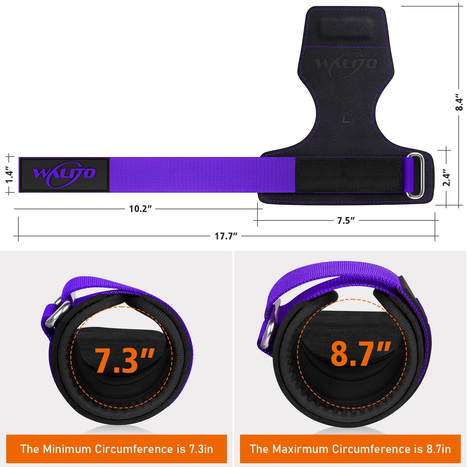 WALITO Weight Lifting Wrist Straps (Pair),Double Layer Leather Grips for Deadlift,Powerlifting and Gym Workouts, Adjustable Neoprene Padded Wrist Wraps - Men/Women, Heavy Duty Support