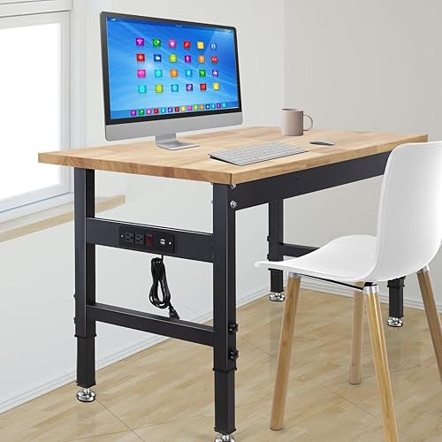 Miniatura 6 de Banco de trabajo ajustable, banco de trabajo de 47.5 x 23.6 pulgadas para garaje con toma de corriente, capacidad de carga de 2200 libras, mesa de