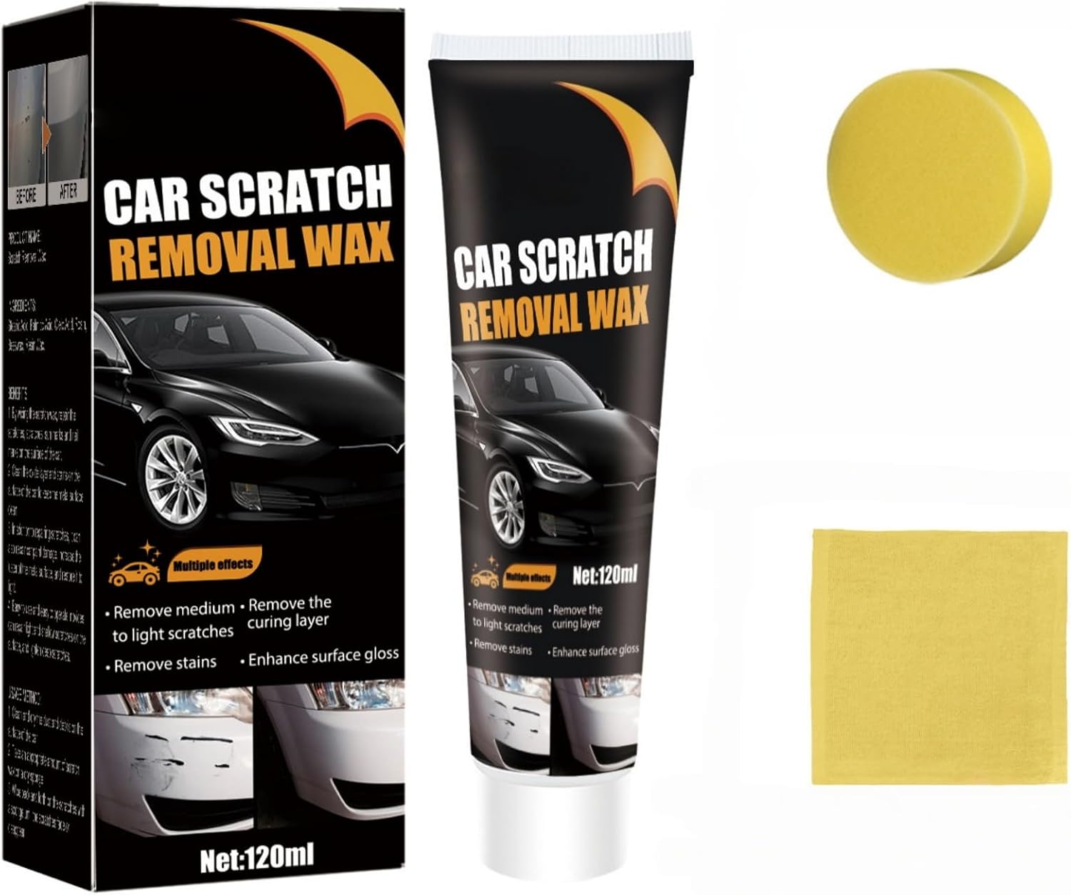 2026 New Car Scratch Removal Wax, Scratch Remover for Vehicles, Upgrade Car Scratch Remover for Deep Scratches, Car Polishing Wax Scratchs Remover Cars Paint Scratchs Repair Kit Wipe Sponge