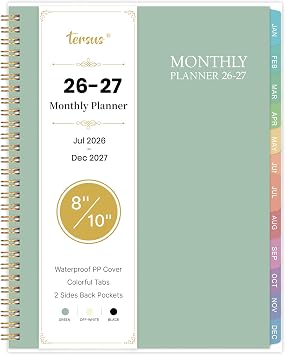 2026-2027 monthly planner - 26-27 Monthly Planner, 18 Months Planner with Colorful Tabs, Jul 2026-DEC 2027, 8 x 10, 2026-2027 Monthly Calendar with 2-Sides Pockets