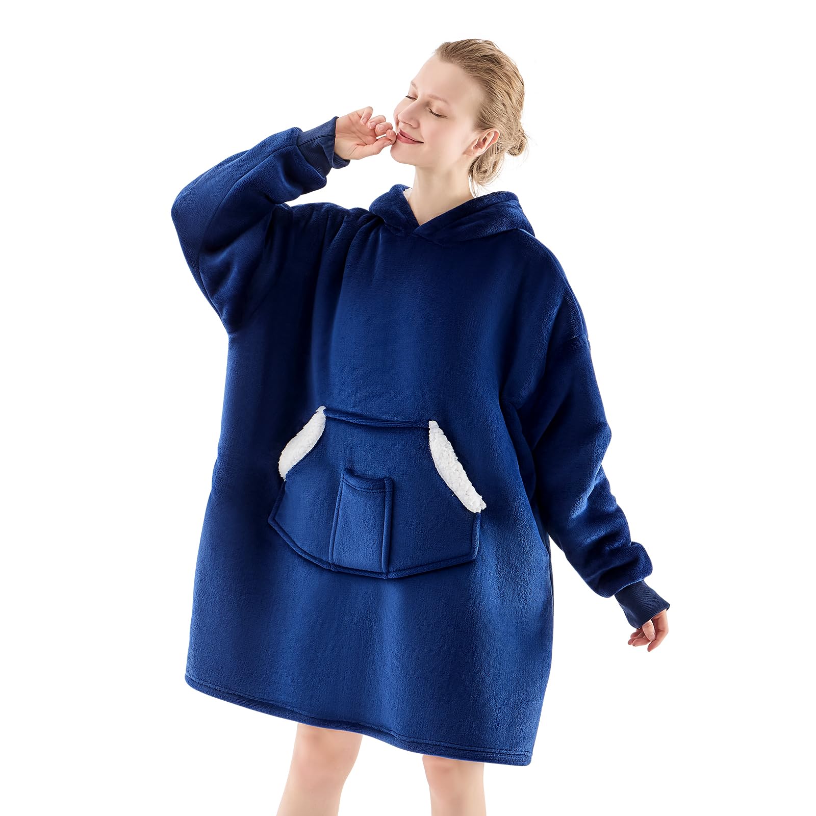 NORD ECO Wearable Blanket Hoodie, Oversized Sherpa Fleece Sweatshirt Blanket with Giant Pockets & Sleeves for Adult, Cozy Hooded Blanket, Winter Gift