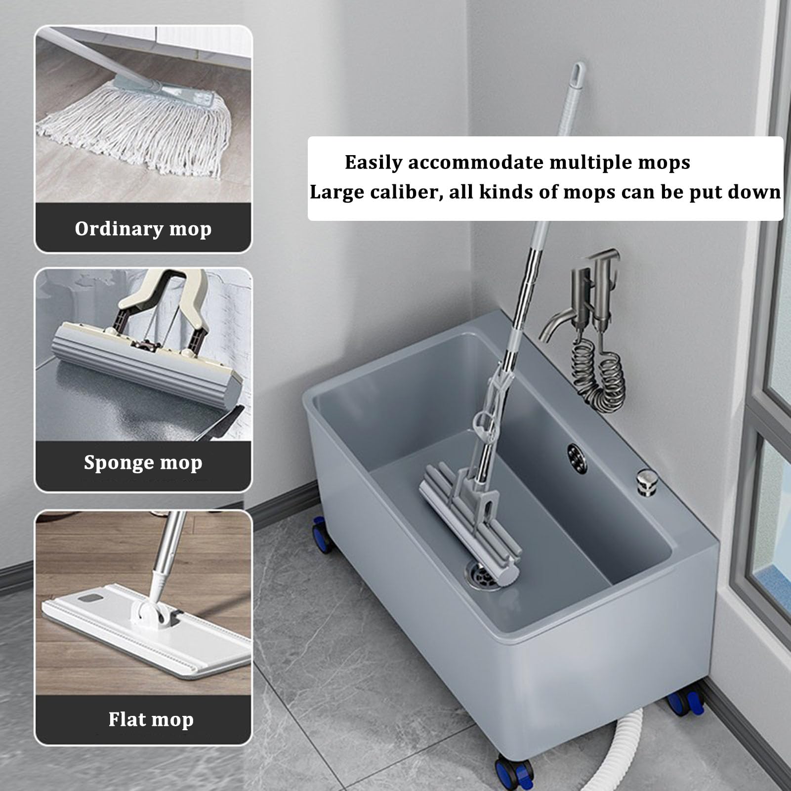 Lavello In Plastica Commerciale Con Ruote Mobile Mop Pulizia Lavello