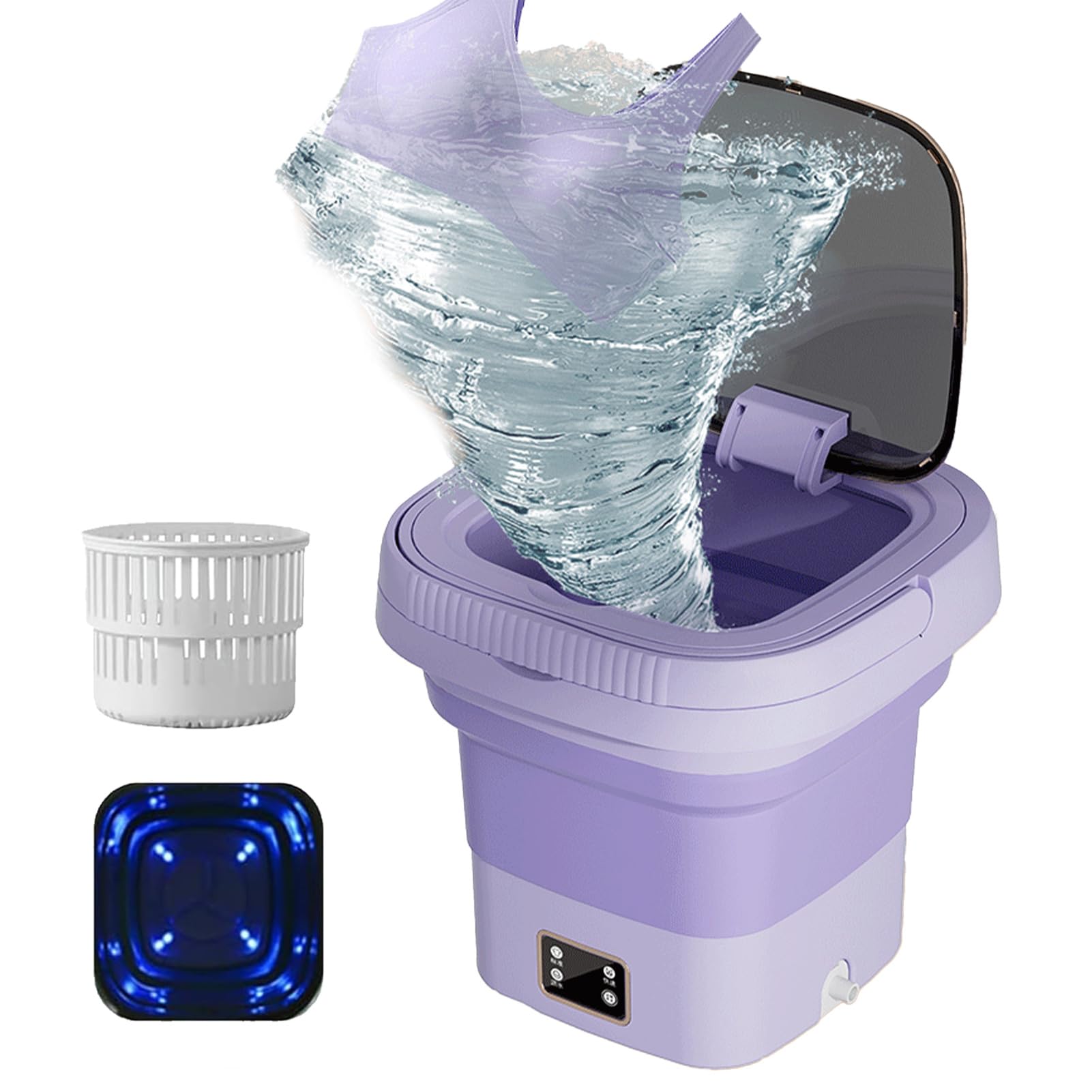 ハンディ洗濯機 紫色 透明ボディ Amazon.co.jp: 小型洗濯機, 9L 脱水機能付きマンション用折りたたみ