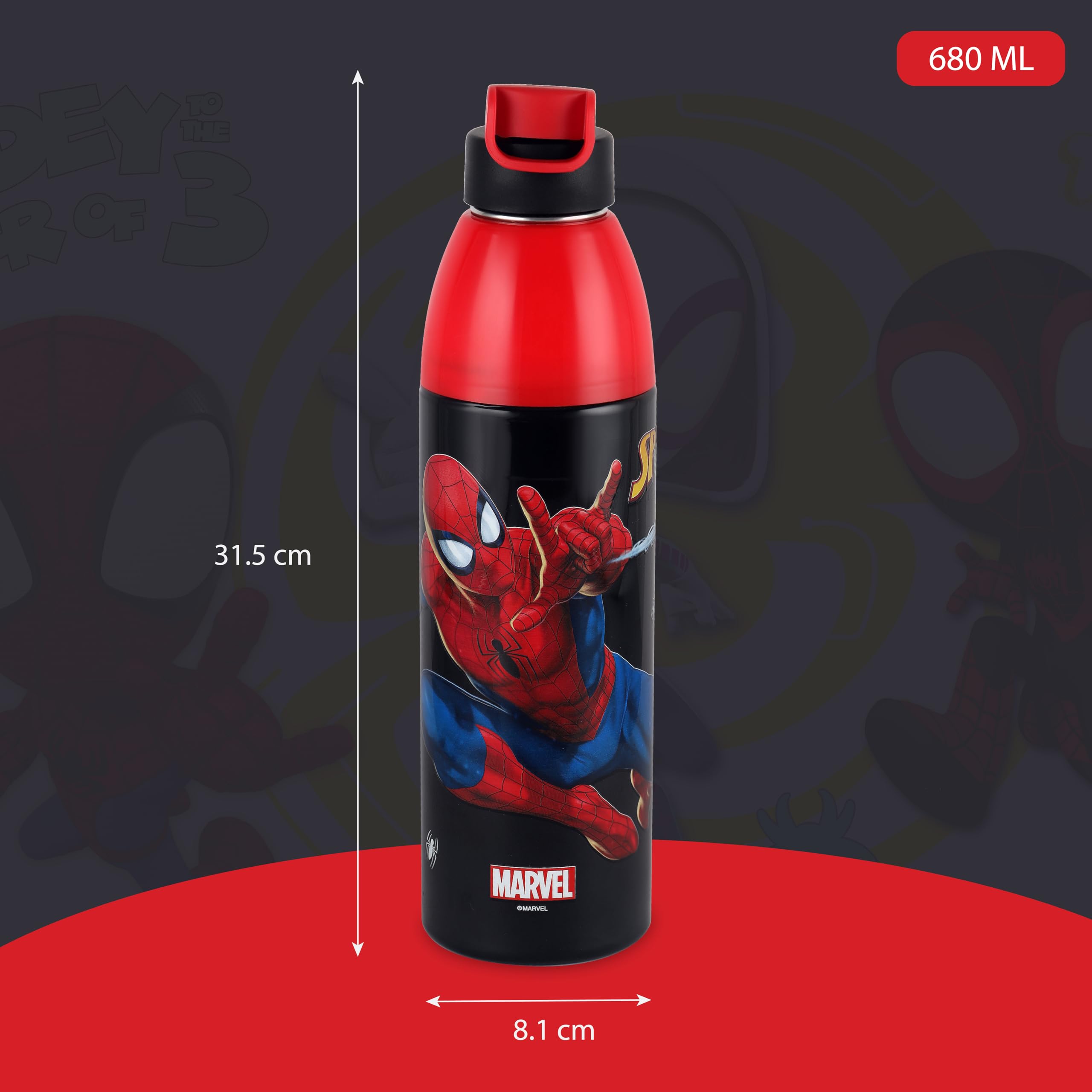 Cello Spiderman Kids Water Bottle - Leakproof & Insulated -6