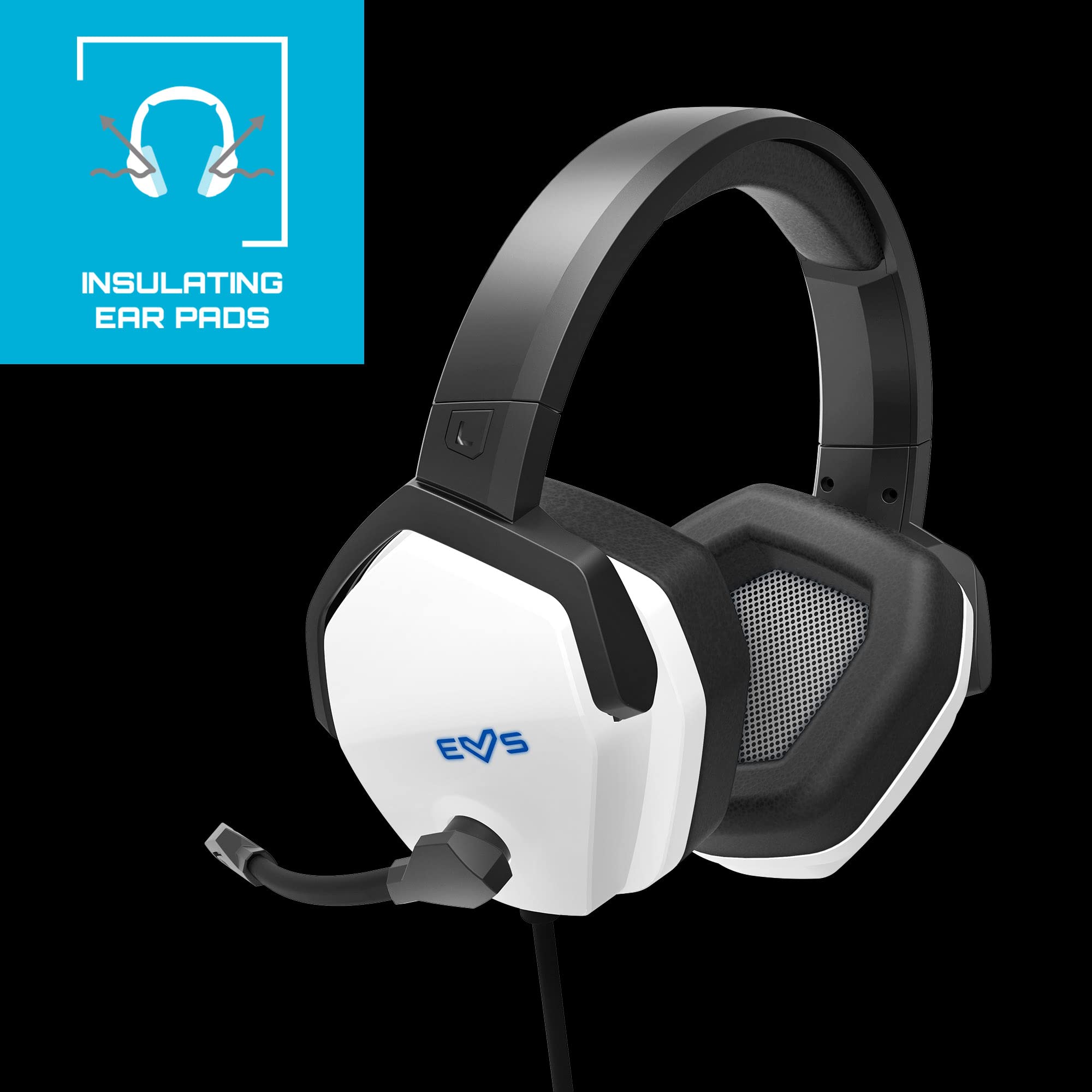 Energy Sistem Gaming Headset ESG 4 Surround 7.1 White (Kopfhörer LED-Beleuchtung, 7.1 Surround-Sound, ohrumfassende Ohrpolster aus Leder) - Weiß