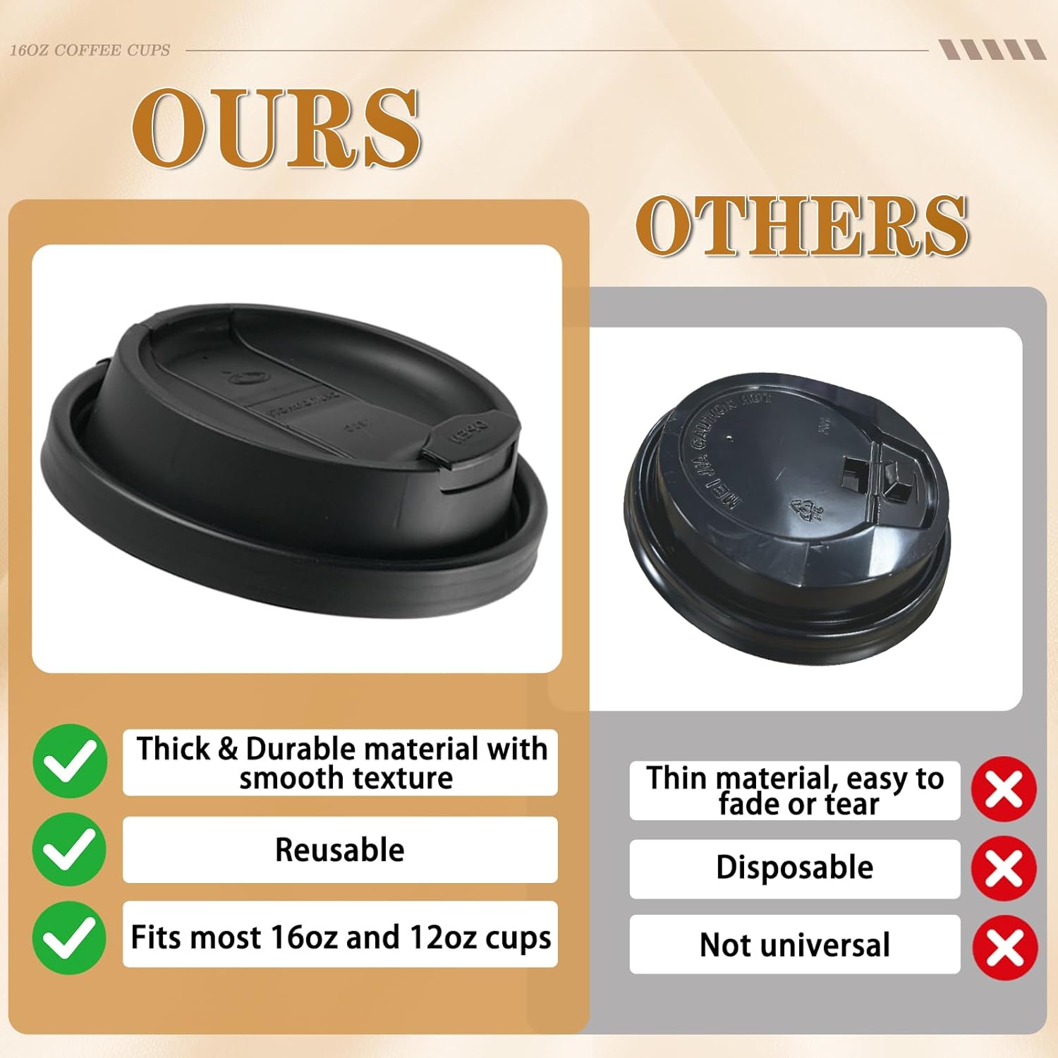 48 pack 16 oz Disposable Coffee Cups with Lids, Corrugated Ripple Wall Insulated Paper Cups for Winter Cahristmas Hot Cold Drink, Home, Office, Coffee Bar - Image 7