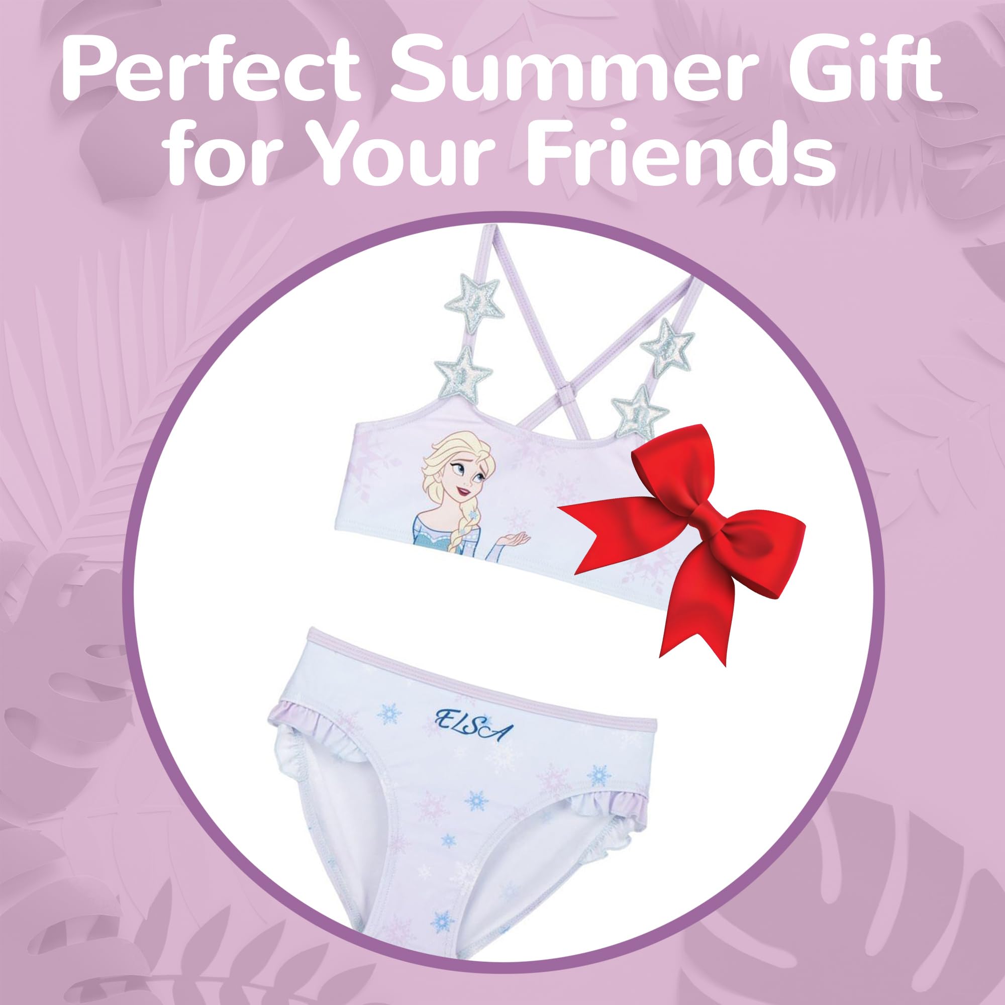 Bikini Enfant Reine des Neiges Elsa – Maillot de Bain 2 Pièces Fille – Bretelles Étoiles – Léger & Séchage Rapide