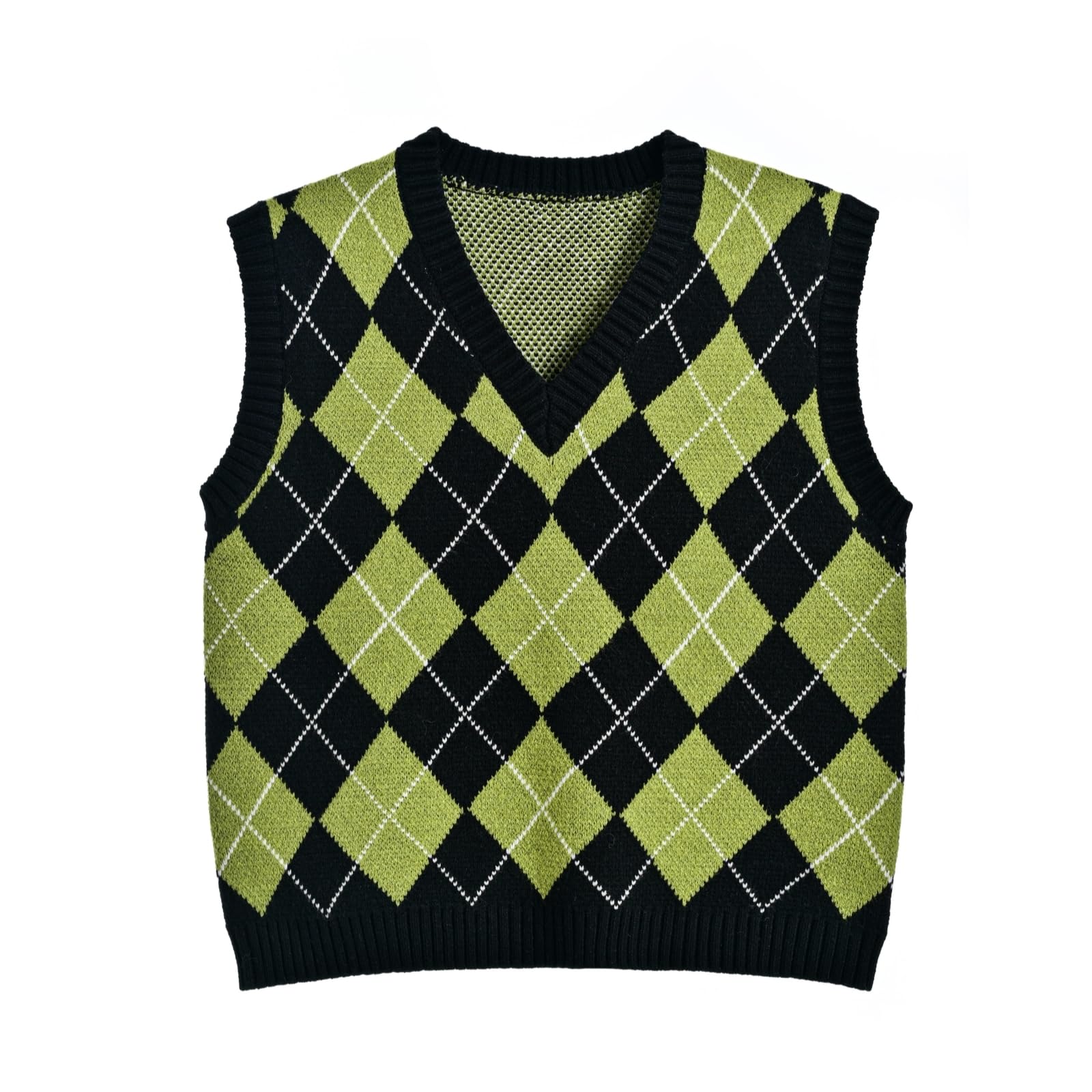 Women's Sweater Vest,Y2K Sleeveless Pattern Preppy Style Knitted Crop Tank Top for Girl