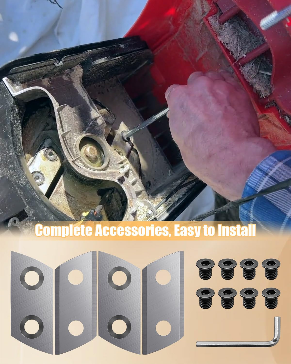 Cuchillas de madera compatibles con Sun Joe CJ601E CJ602E Earthwise GS70015, 4 cuchillas trituradoras de doble cara con llave hexagonal en forma de L
