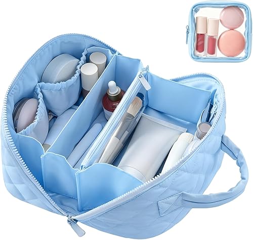 Miniatura 13 de Bolsa de maquillaje de viaje, bolsa de maquillaje acolchada para mujer, organizador de cosméticos impermeable, organizador de maquillaje, bolsa de