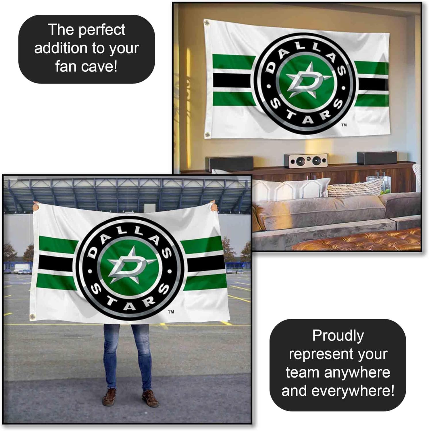 Dallas Stars White 3x5 Feet Banner Flag - Image 5
