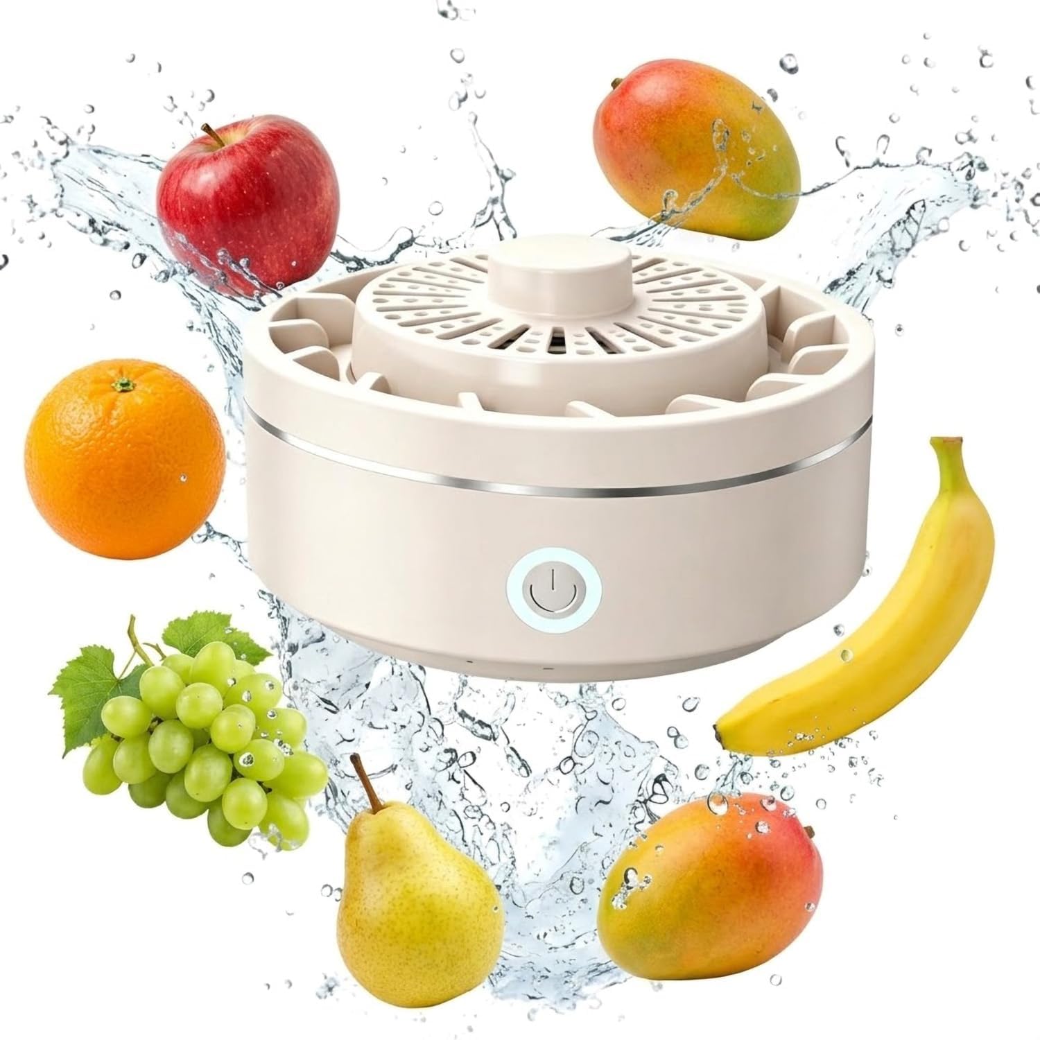 Fruit and Vegetable Washing Machine, Portable Water-Activated Produce Purifier, Deep Vortex Rotating Flow for Fruit, Meat, Seafood (Blue)