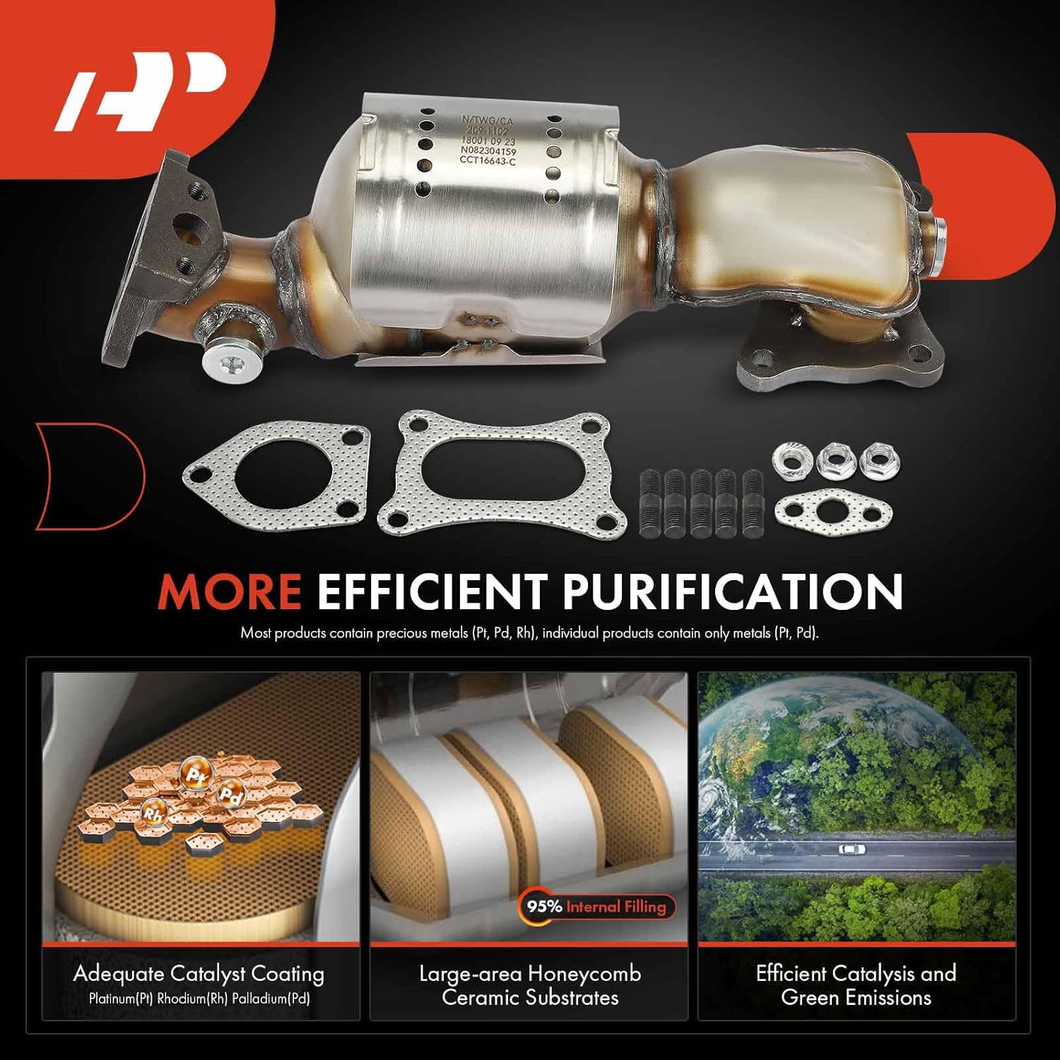 A-Premium Front Right Catalytic Converter Kit Direct-Fit Compatible with Honda Accord, Pilot, Odyssey, Ridgeline, Accord Crosstour & Acura MDX, RDX, TLX, TSX, TL, ZDX, RL, 3.5L 3.7L, EPA Compliant