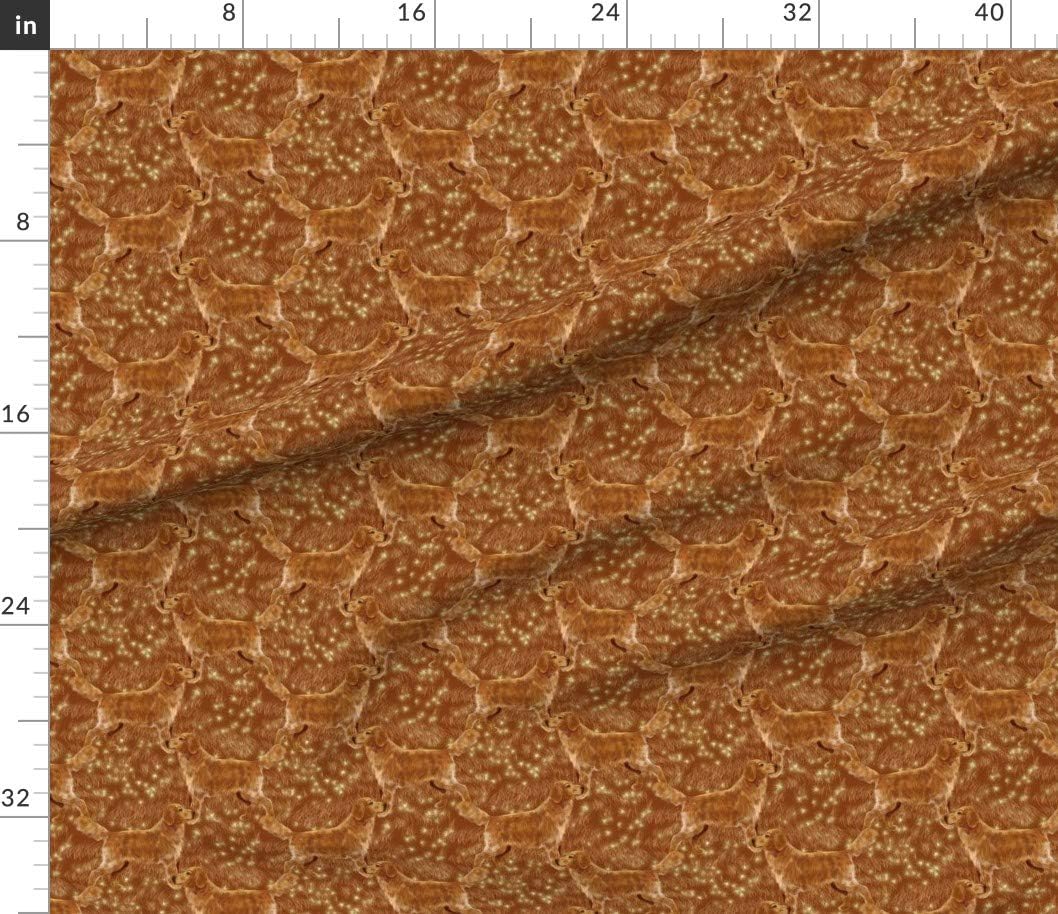 Spoonflower Fabric - Golden Retriever Fireflies Dog Puppy Printed on Petal Signature Cotton Fabric by The Yard - Sewing Quilting Apparel Crafts Decor