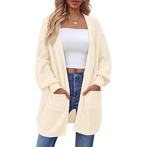 LILLUSORY Long Oversized Cardigans Sweaters for Women Open Front Long Sleeve Knit Chunky Fall Sweaters with Pockets 2024