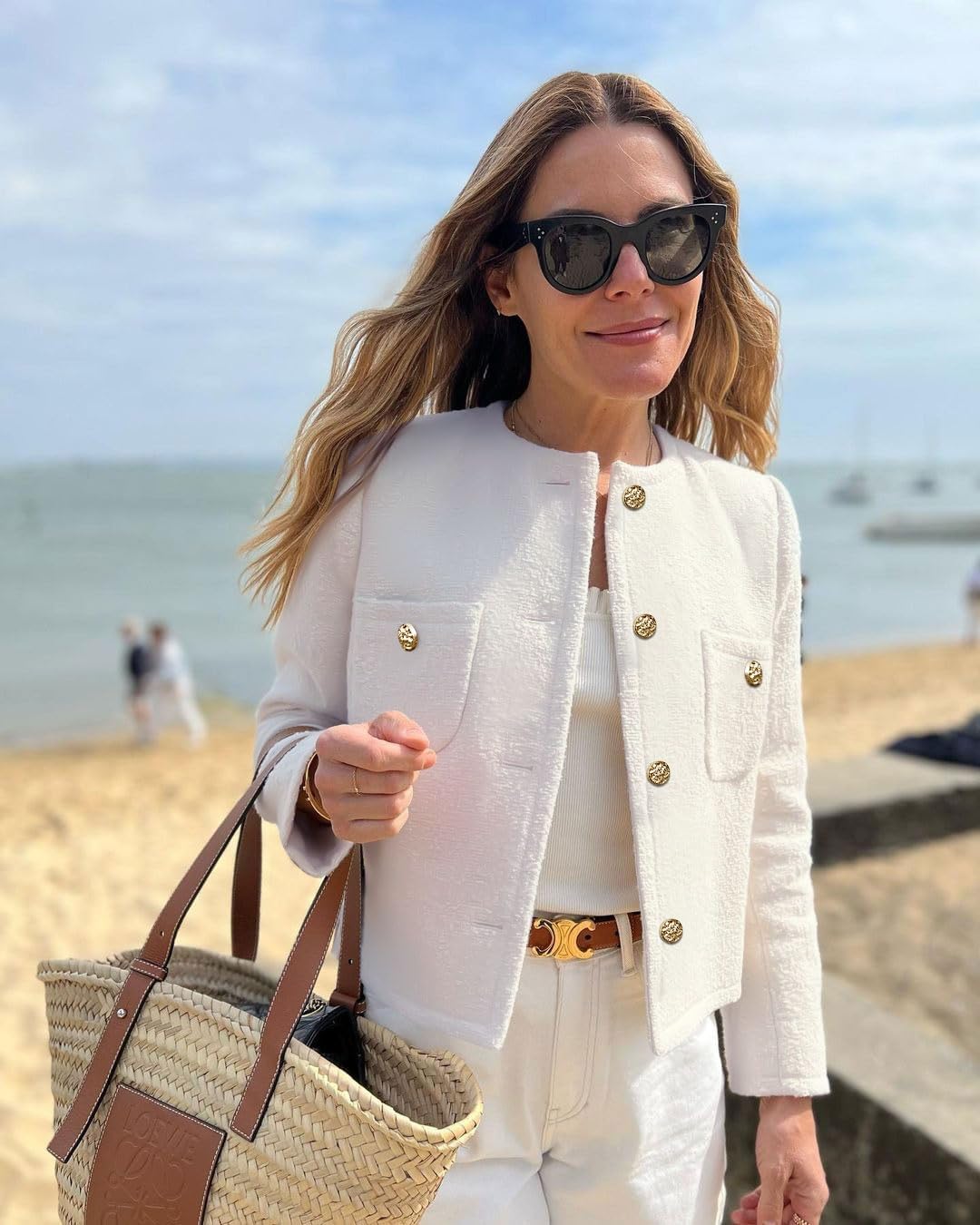 Women's Tweed Blazers Long Sleeve Business Button Down Casual Cropped Blazer Jackets with Pockets - Image 3