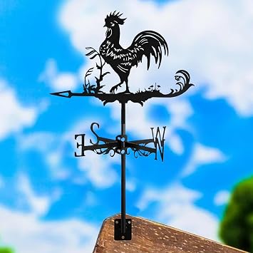 Weather Vane Rooster Shape Iron Weathervane Roof Mount Weather Vane Outdoor Scene Rustic Chicken Garden Weather Vane for Shed Garden Yard Patio Decor, Weather Vanes for Yard