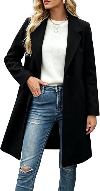 Women Winter Wool Blend Camel Mid-Long Coat Notch Double-Breasted Lapel Jacket Outwear
