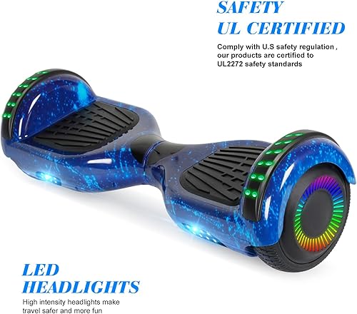 Miniatura 24 de Hoverboard - Hoverboard de 6.5 pulgadas con Bluetooth y luces LED intermitentes, Hover Board para niños y adolescentes a02-Negro