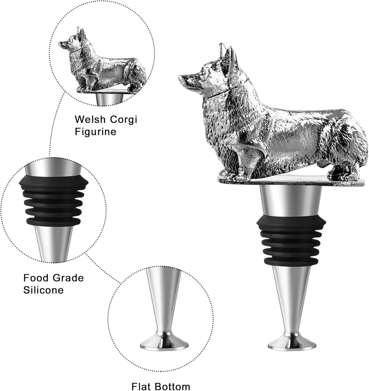 Corgi Dog Wine Bottle Stopper - Wine & Champagne Stopper Gift for Corgi Lovers - Image 3
