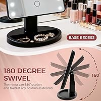Vista 6 de KOOKIN Espejo de maquillaje iluminado con 16 luces LED, rotación de 180 grados, espejo iluminado con pantalla táctil, brillo ajustable, espejo