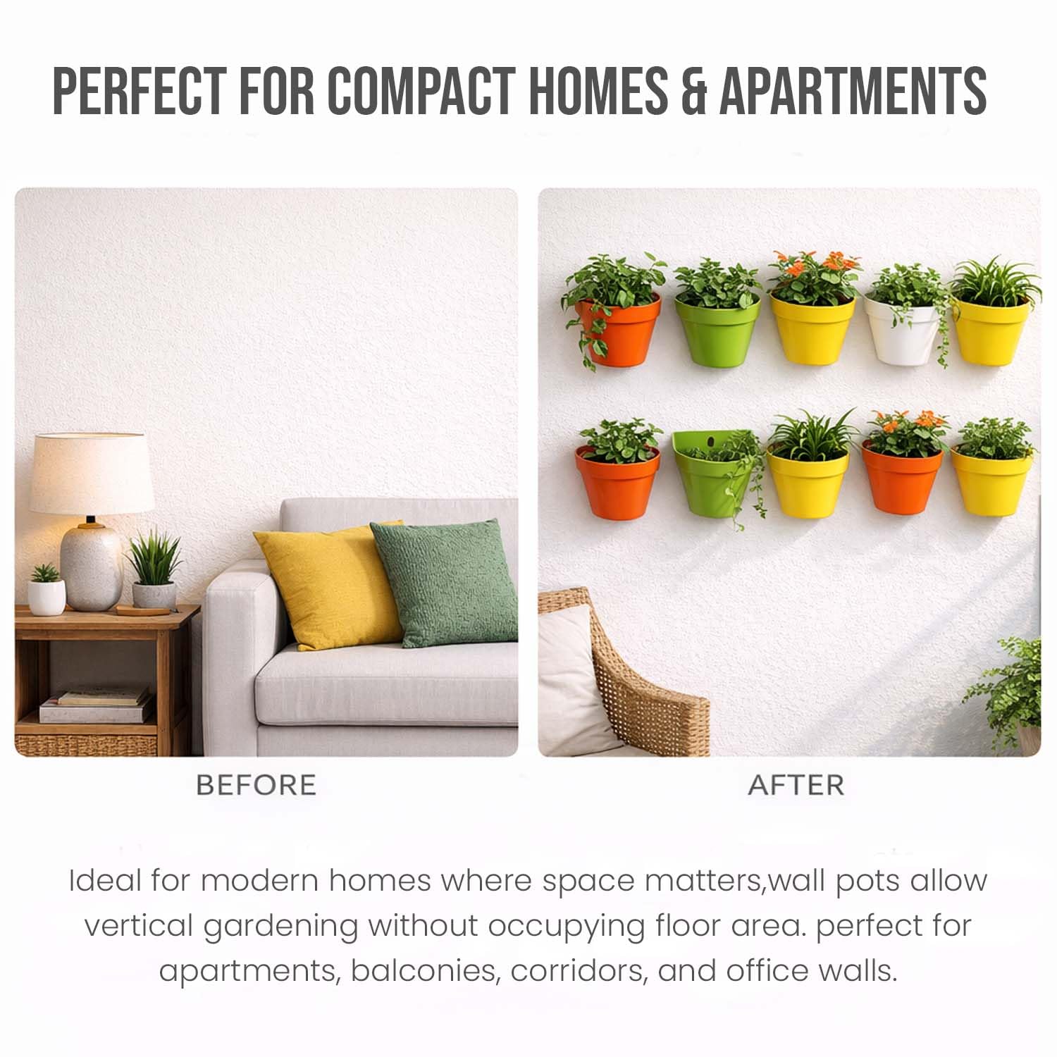 Go Hooked Wall Planters - 5 Pack for Vertical Gardens -4 Go Hooked Wall Planters - 5 Pack for Vertical Gardens -4