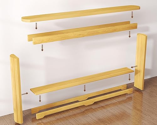 Vista 3 de Rovibek Moderna mesa de entrada estrecha de 70 pulgadas, mesa de sofá estrecha, mesa consola de 8 pulgadas de profundidad detrás del sofá con Natural