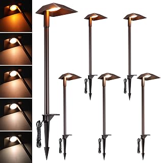 Paquete de 6 luces de camino de bajo voltaje antideslumbrantes 5CCT, 12-24 V CA/CC | Luces LED para senderos de paisaje de 5W, aluminio fundido a presión, resistente al agua IP65 para pasarela de patio, 1800K/2700K/3000K/4000K/5000K, ETL
