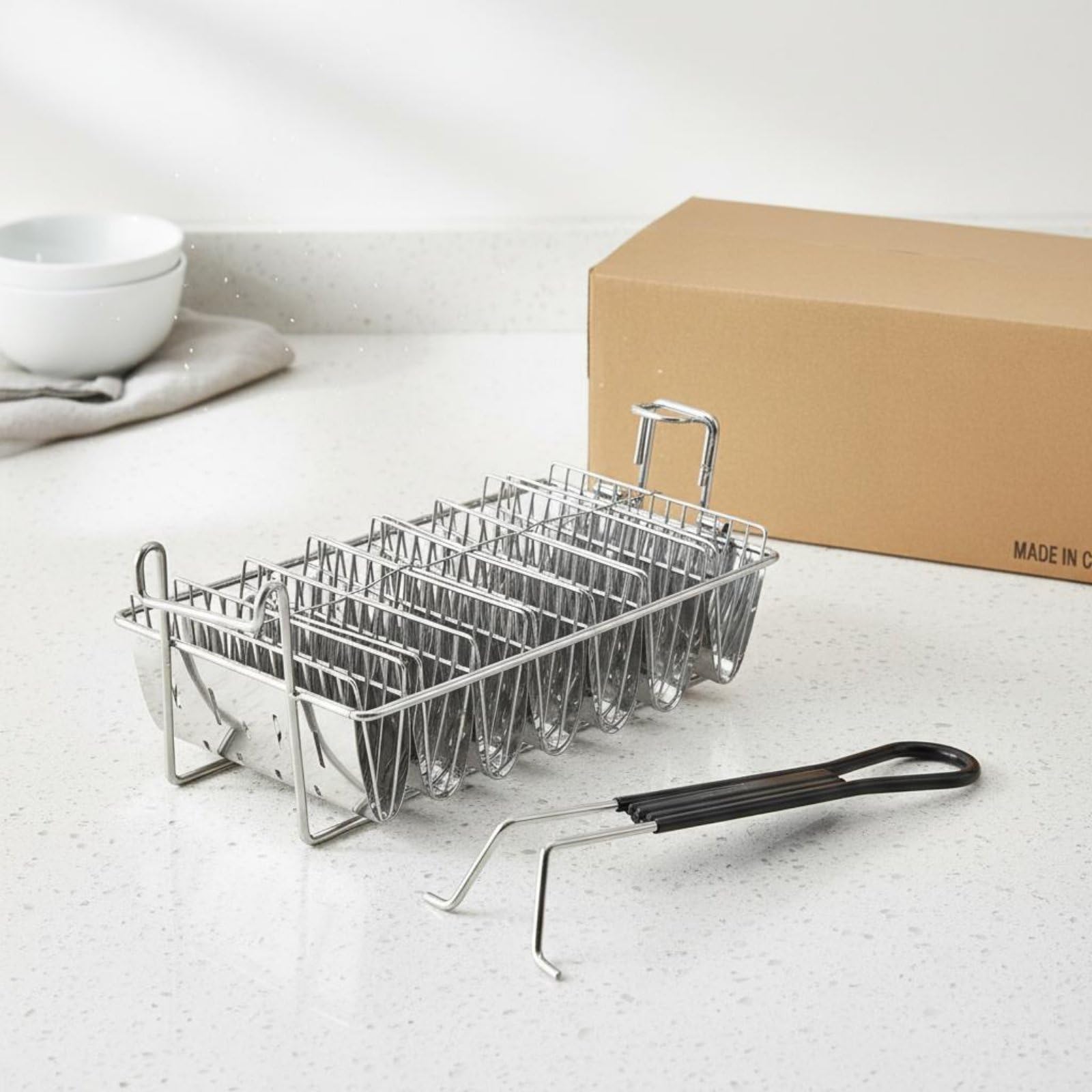 MagiDeal in Acciaio Inox per Frittura Taco Vassoio Supporto Resistente Ad Alte Temperature Facile Presa Lontano Dagli Schizzi Adatto a Cucine Domestiche Ristorazione Mercatini