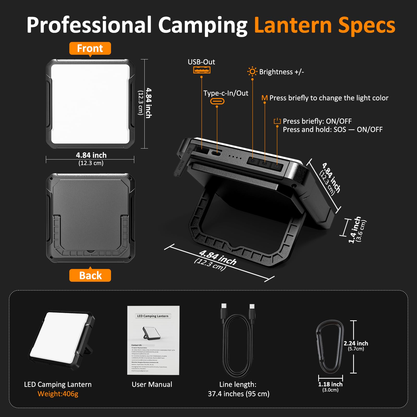 Wiederaufladbare Camping-Laterne, 20.000 mAh, 1300 lm, ultrahelles LED-Licht, schnelles Aufladen und Ausgang, 36 Stunden + Laufzeit, 3 Farben und 5 Stufen, IPX4 wasserdicht, für Notfall, Verdunkelung