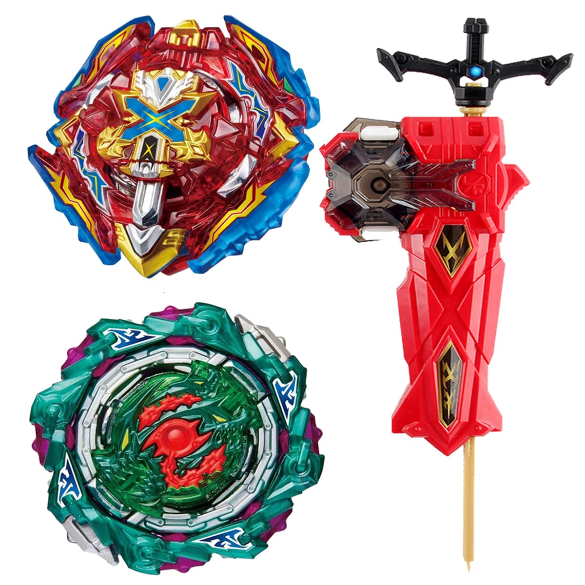 Battling Tops Burst Toy Game 2 Set Spinning Tops 1 Launchers Battle Gyro Battling Tops Set Great Birthday Gift for Children Kids Boys Ages 6+