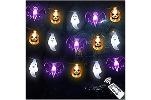 16FT Halloween Lights with 3D Pumpkin, Bat, Ghost: Spooky Lighting for Your Tricks and Treats