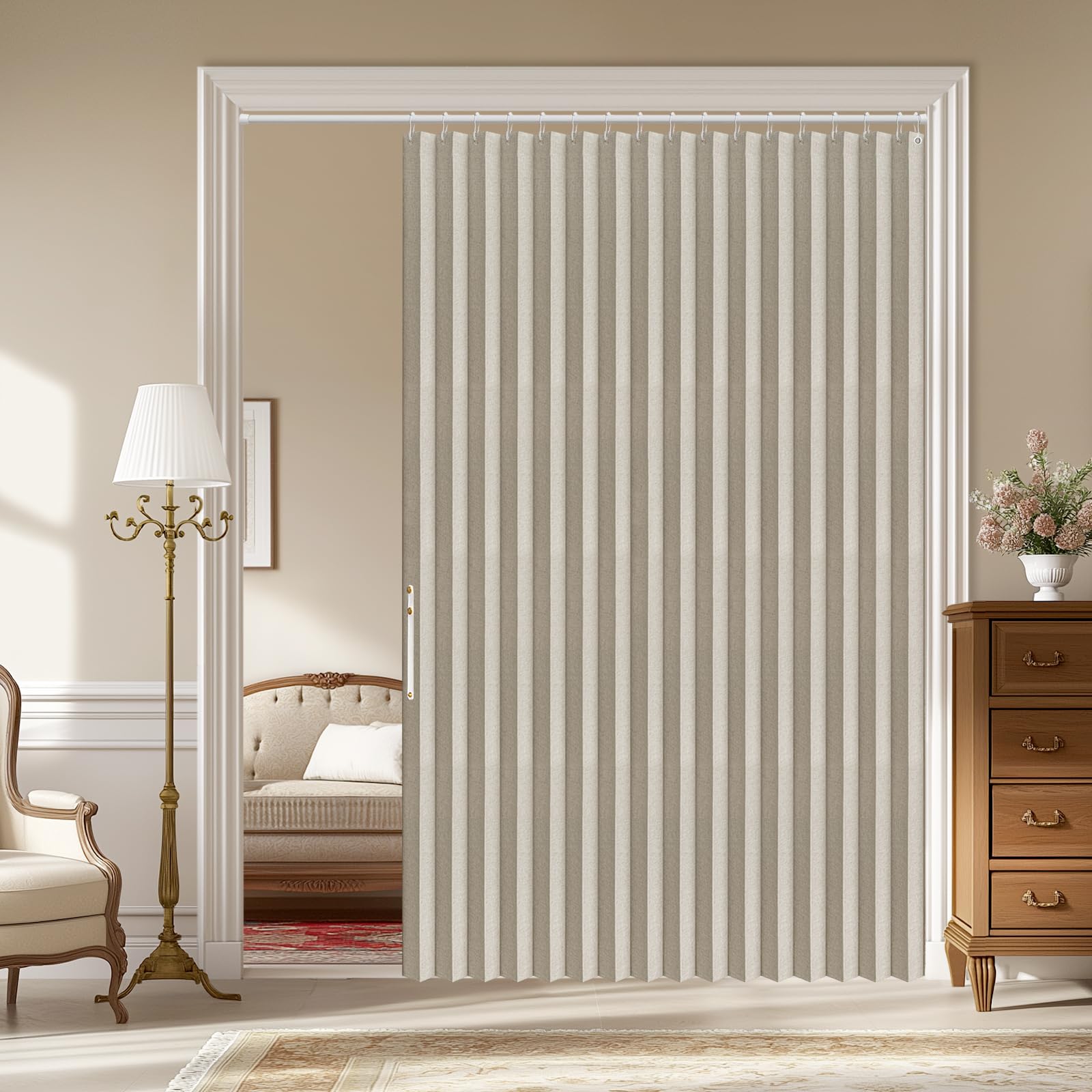 AJAZZ Blackout Door Curtain Accordion Door Closet Curtain Invisible for Bedroom Room Living Room Doorway, Cream White 72" W x 78" L, 1 Panel