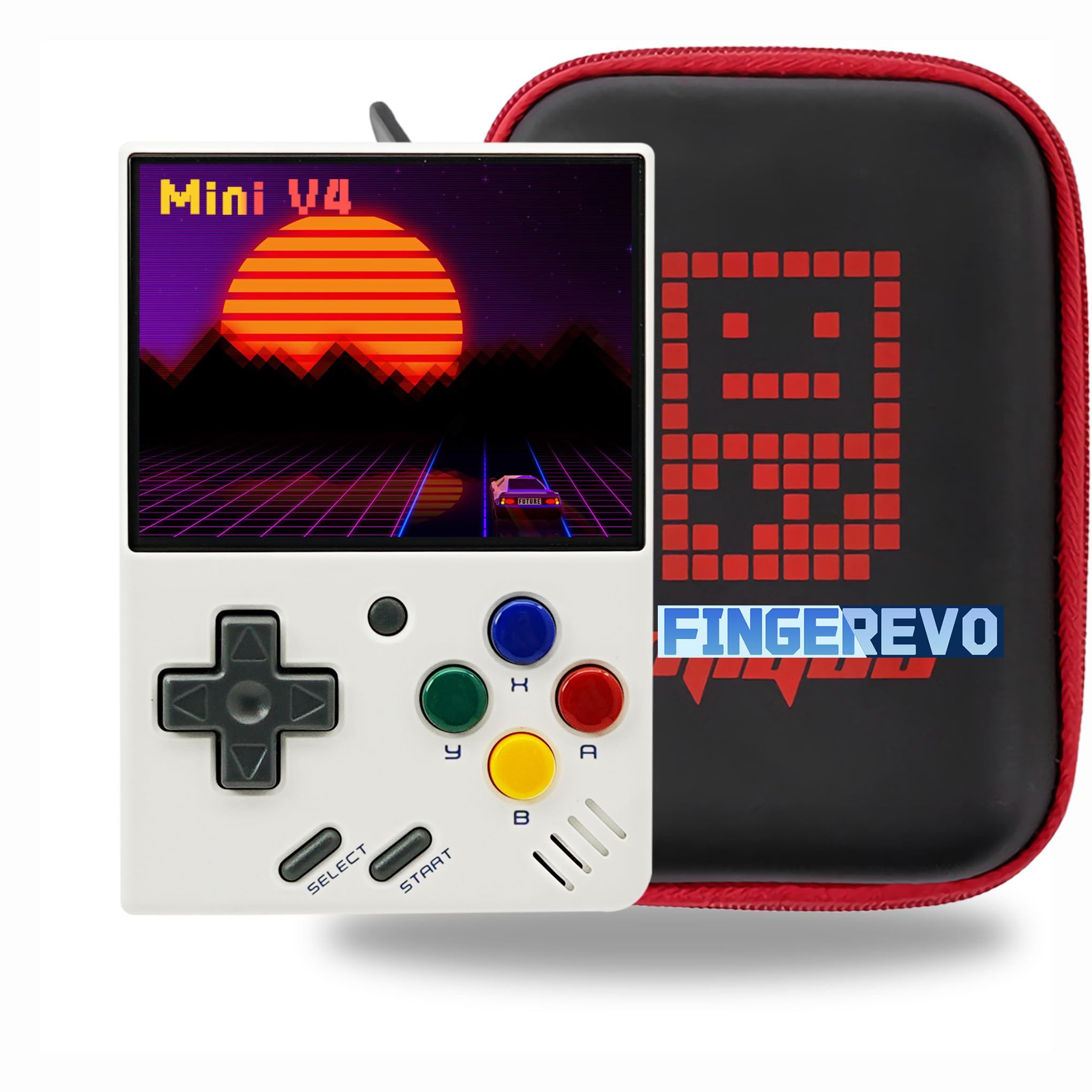 Miyoo Mini V4 Handheld Game Console 2.8-inch 750*560 IPS Screen 2000mAh Miyoo-mini v4 with Portable Case White