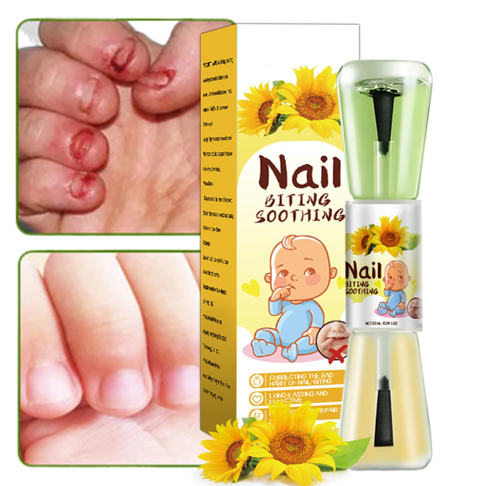 Smalto Per Unghie Toddler 10 Ml - Smalto Liquido Per La Cura Delle Unghie Al Gusto Amaro Alle Erbe, Smalto Per Prevenire Il Morso Delle Unghie Dei Bambini | Uso Giorno E Notte Per Bambini