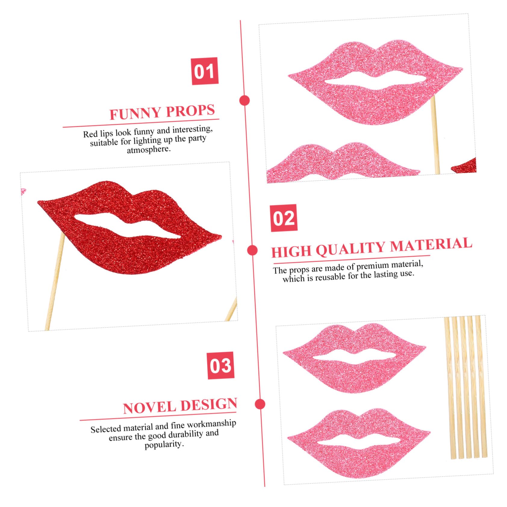 3 Sätze Teiliges Lippen Foto Requisiten Glitzernde Handgehaltene Party Dekoration Lustige Fotokabine Accessoires Für Hochzeit Geburtstag Und Familienfeier 40 Stück * 3