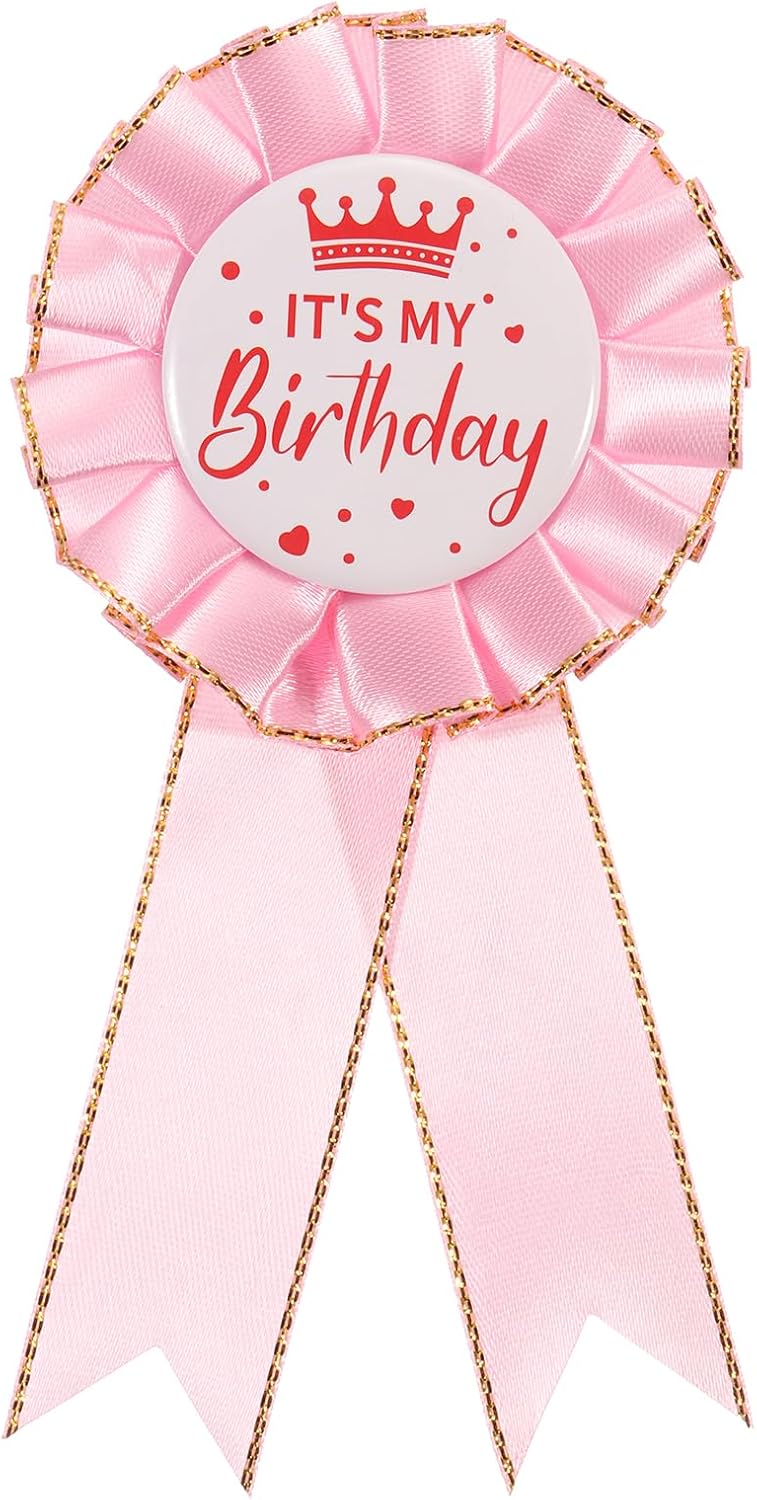PATIKIL IT'S MY Birthday Pin, Tinplate Ribbon Badge Pin, Satin Fabric Award Ribbon for Birthday Party Decoration
