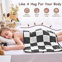 Vista 4 de yescool Black Checkered Weighted Lap Pad 2 Pounds Cooling Weighted Lap Blanket, Plaid Small Weighted Blanket, Weighted Throw Blankets Gifts for